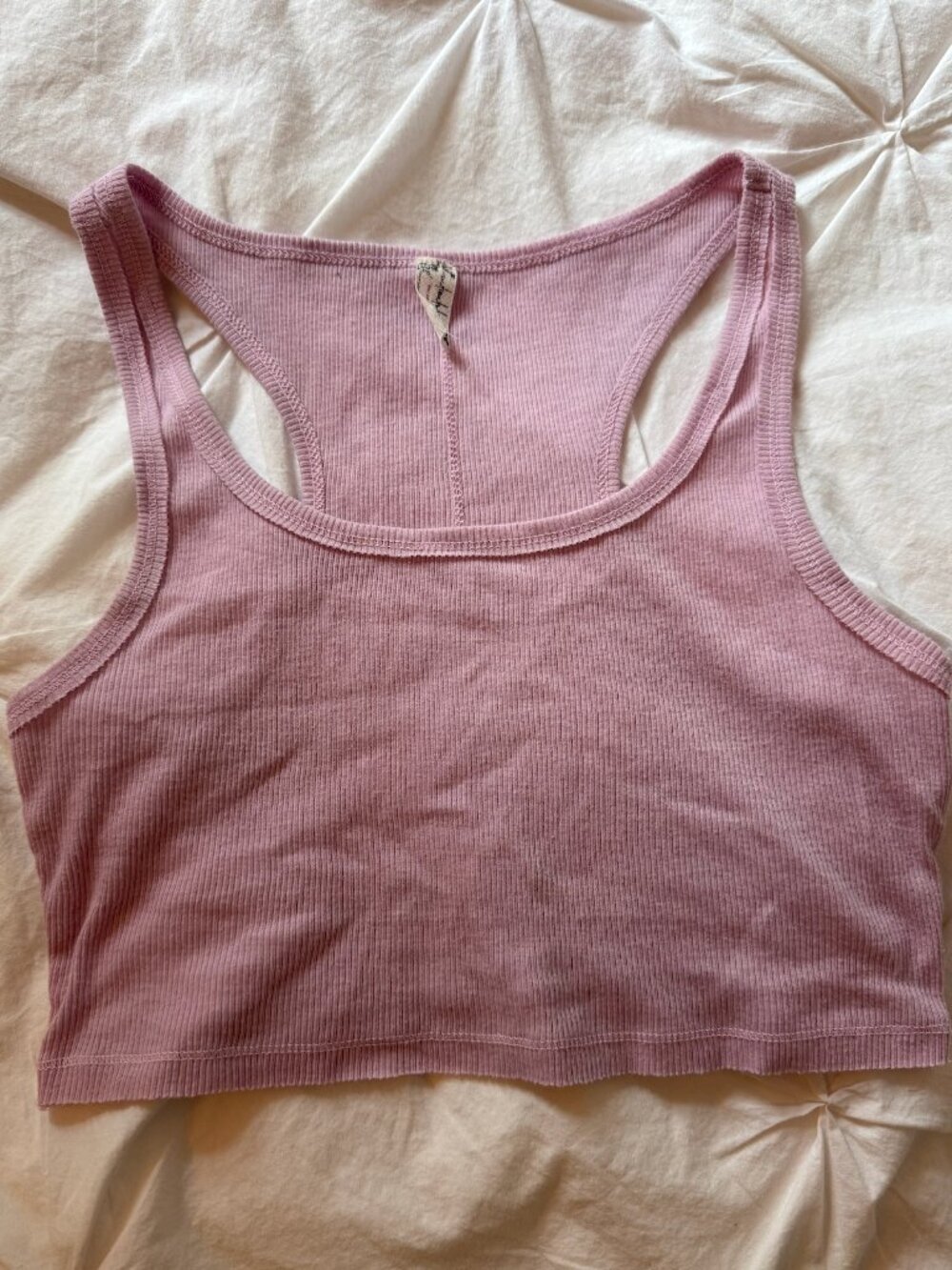 Free People Ribbed Racerback Crop Tank — Lilac/Mauve Pink — Size S/
